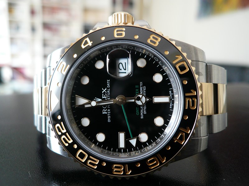 ROLEX GMT MASTER II OR ET ACIER LUNETTE CERAMIQUE
 	 
